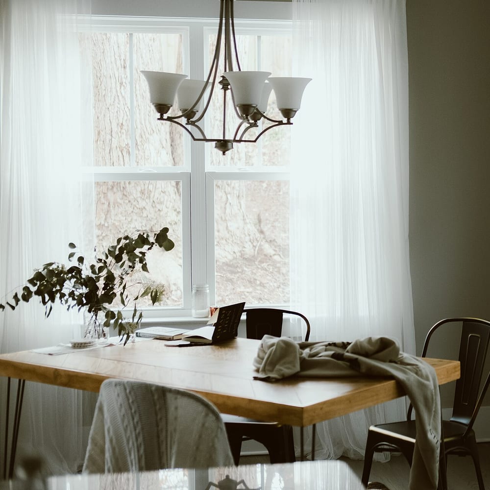 Sunlit dining area in a family home